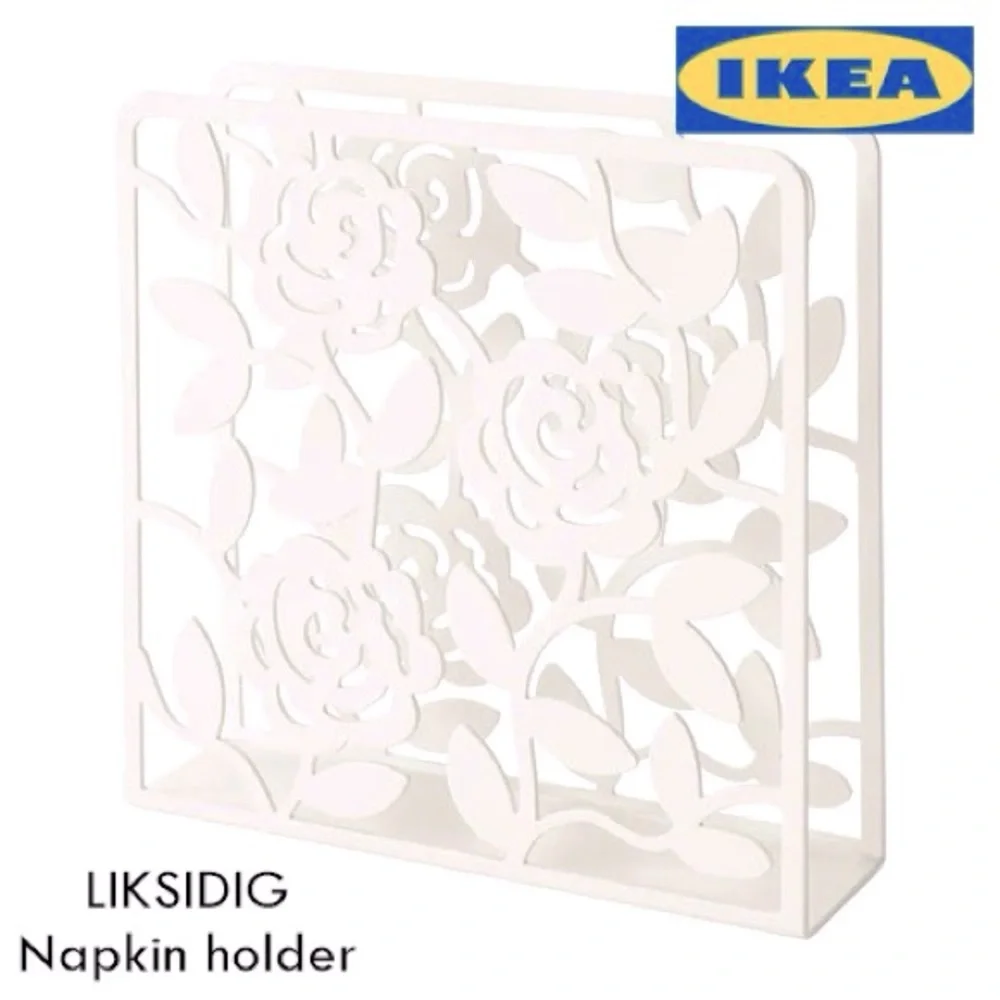 IKEA LIKSIDIG *Discontinued* Metal White Floral Napkin or Office Envelope Holder